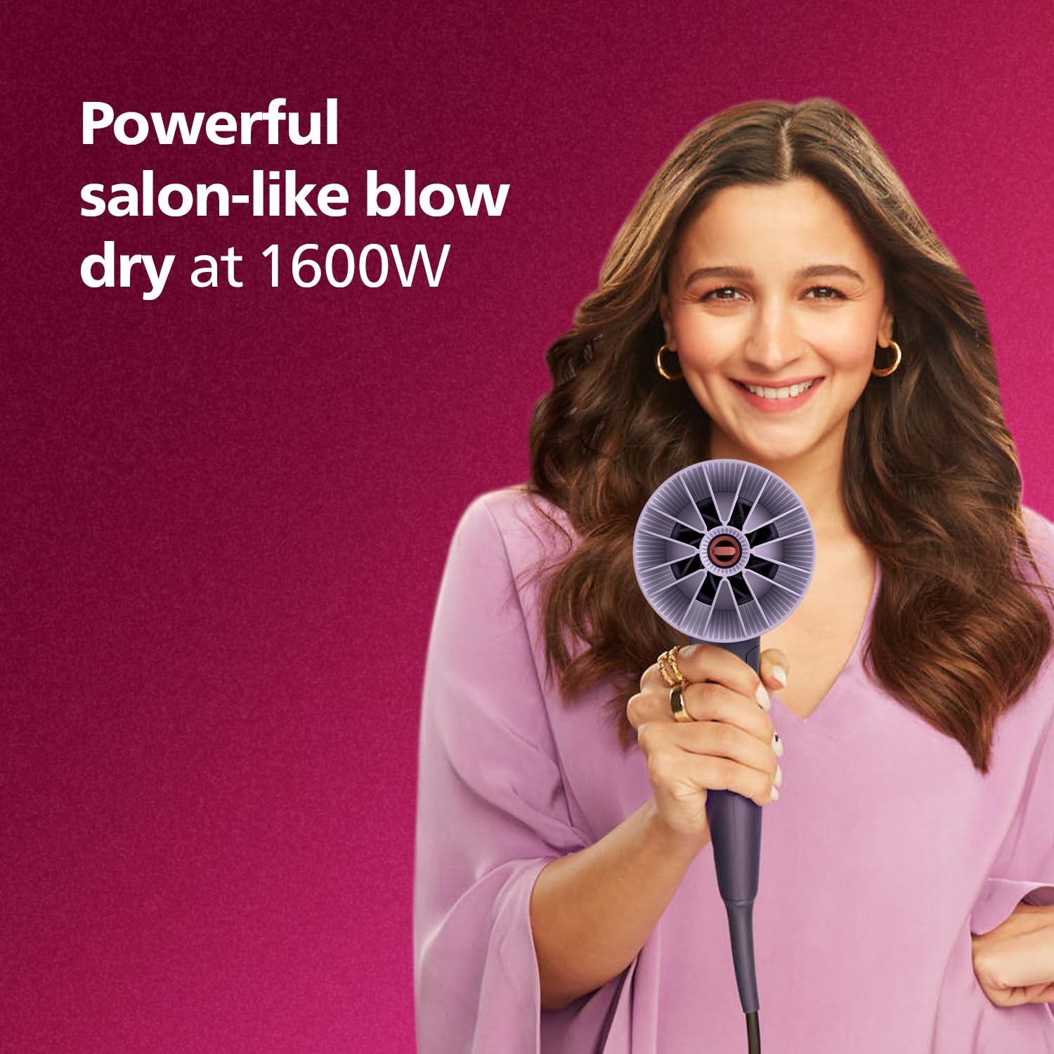 Philips Hair Dryer Powerful Drying with Less HeatIIonic Care for Smooth & Shiny HairI 3 Styling Options for Salon like BlowdryI 1600 WattsI Cool ShotI Men & WomenI 2 Year WarrantyI BHD318/00, Purple — image 7
