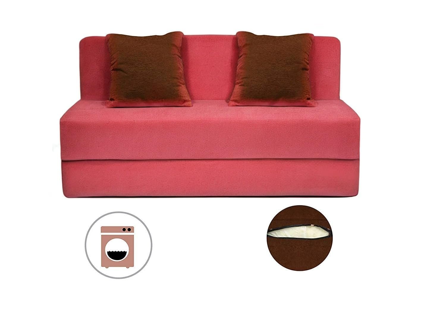 PumPum EPE Foam 2-Seater Sofa Cum Bed – 36 Inch Width, Convertible Design, Lightweight & Foldable (Peach) — image 2