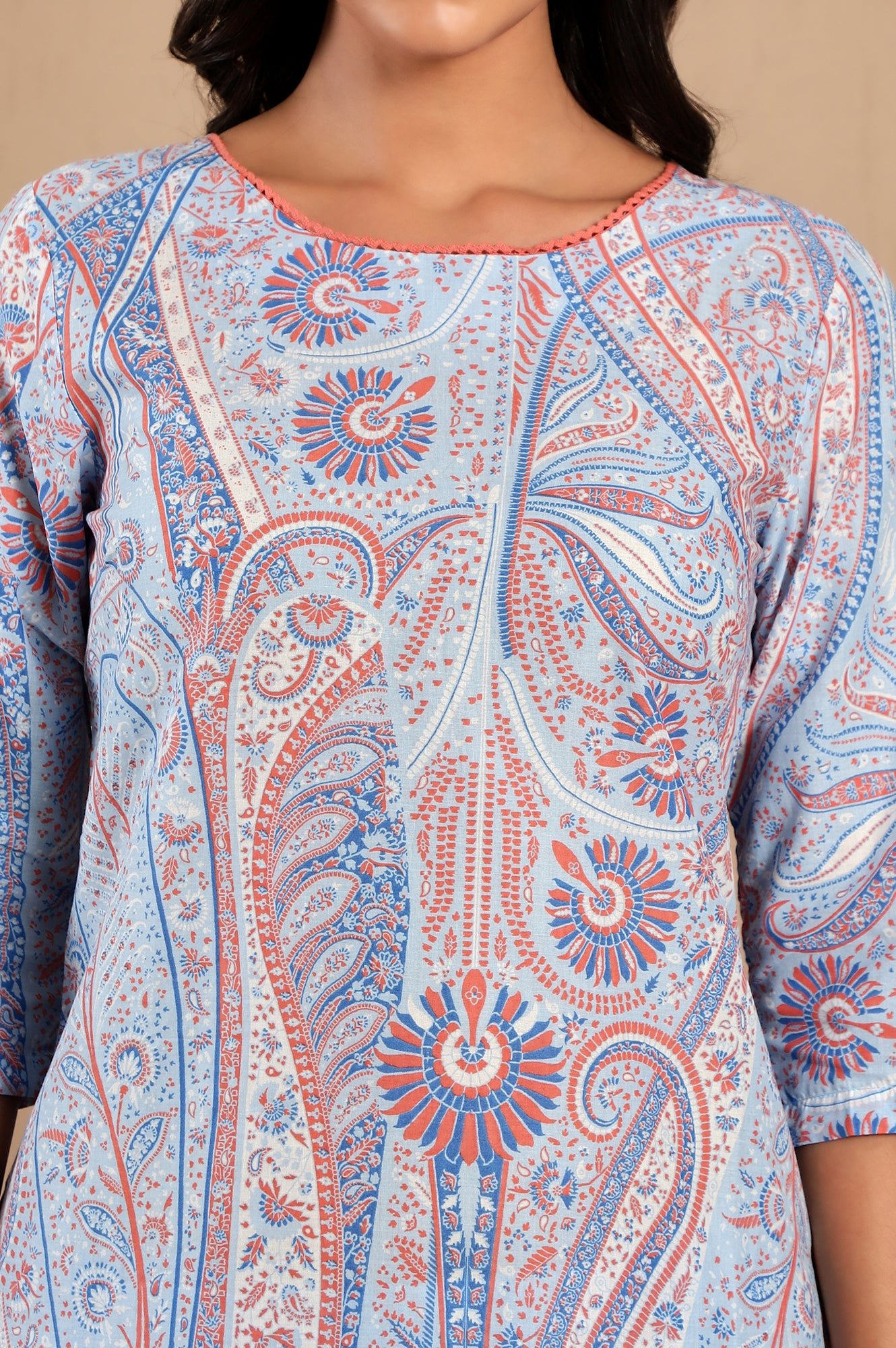 Light Blue Paisley Printed kurta Co-Ord Set — image 7
