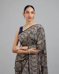 Indigo Blue Georgette Festive Saree — image 4
