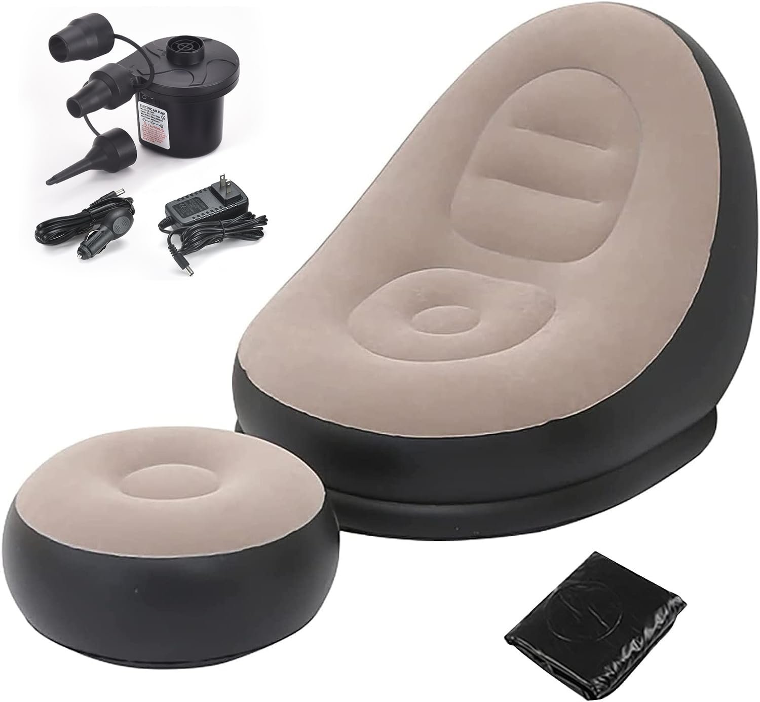 Inflatable Sofa with Household Air Pump - OKSTENCK Air Inflatable Sofa Couch Chair with Footstool for Indoor&Outdoor in Livingroom, Bedroom, Readingroom Office, Balcony, Garden, Courtyard — image 1