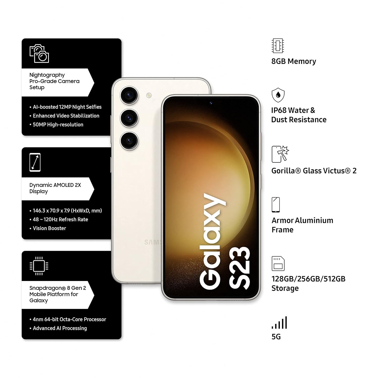 Samsung Galaxy S23 5G AI Smartphone (Cream, 8GB, 128GB Storage) — image 4