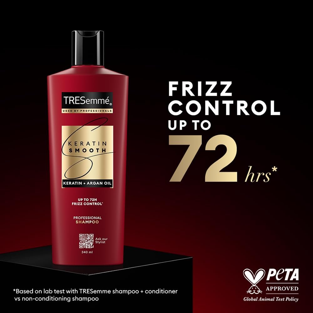 1000 ML TRESemme Keratin Smooth Shampoo With Keratin Protein and Argan Oil | Salon-Like Smooth Hair | Up To 72H Frizz Control — image 3