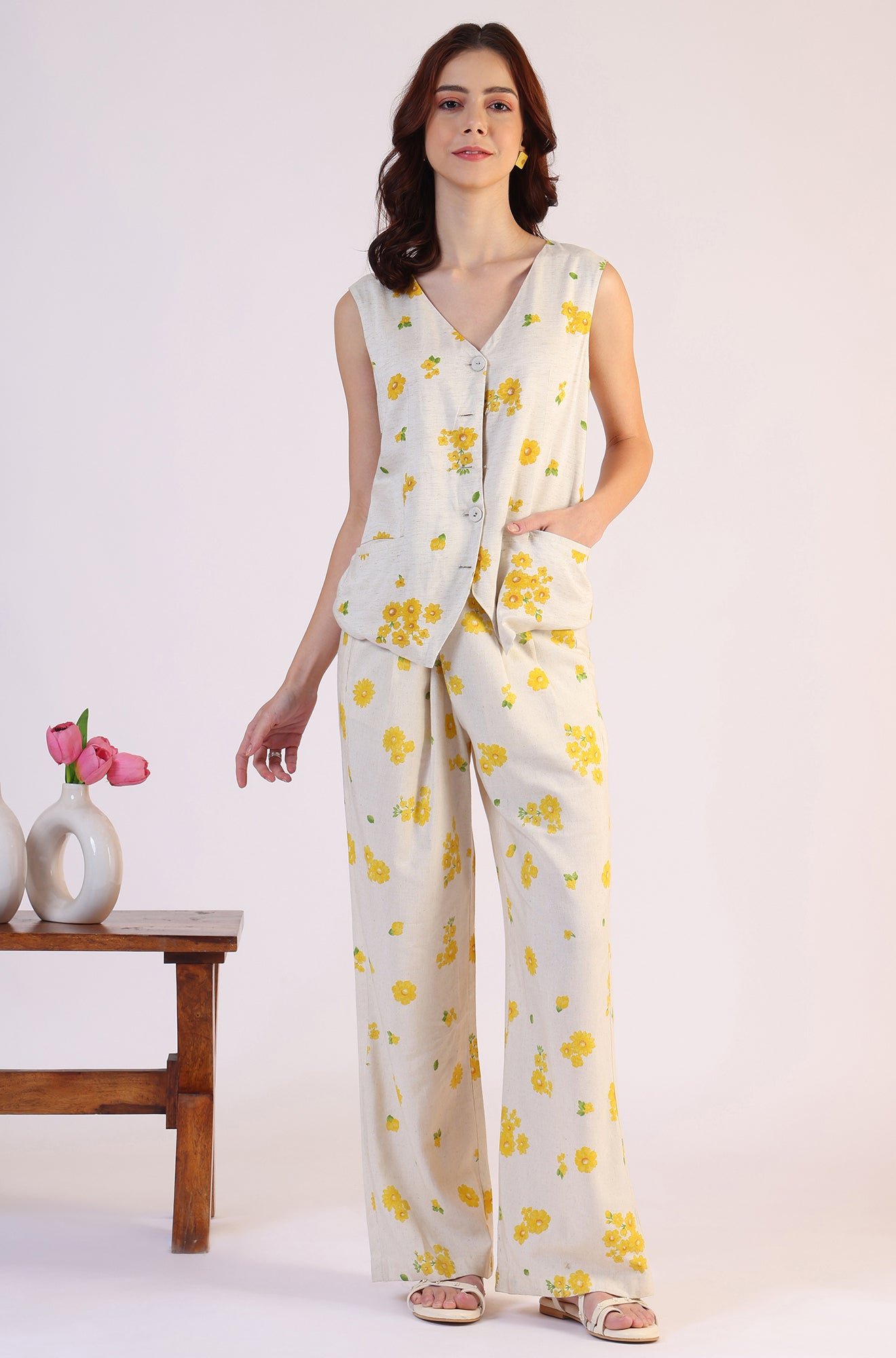 Floral Printed Rayon Top & Parallel Pant Co-Ord Set — image 9