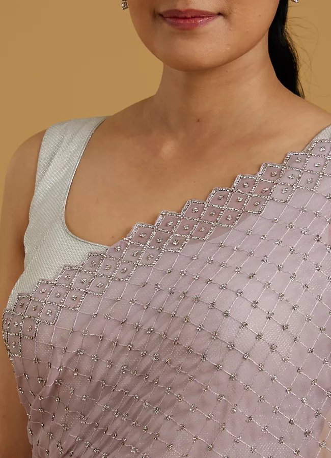 Dazzling Purple Georgette Saree — image 2