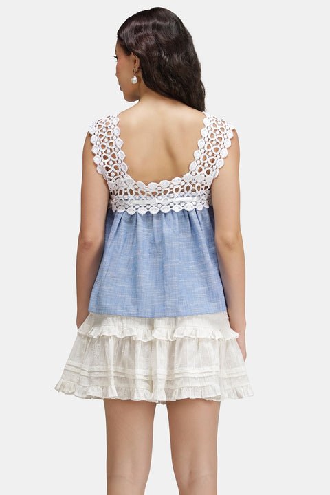Imani 100% Cotton Lace Neck Baby Doll Top — image 3