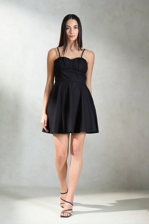 Starlet 100% Cotton Black RStarlet 100% Cotton Black Ruched Mini Dressched Mini Dress — image 2