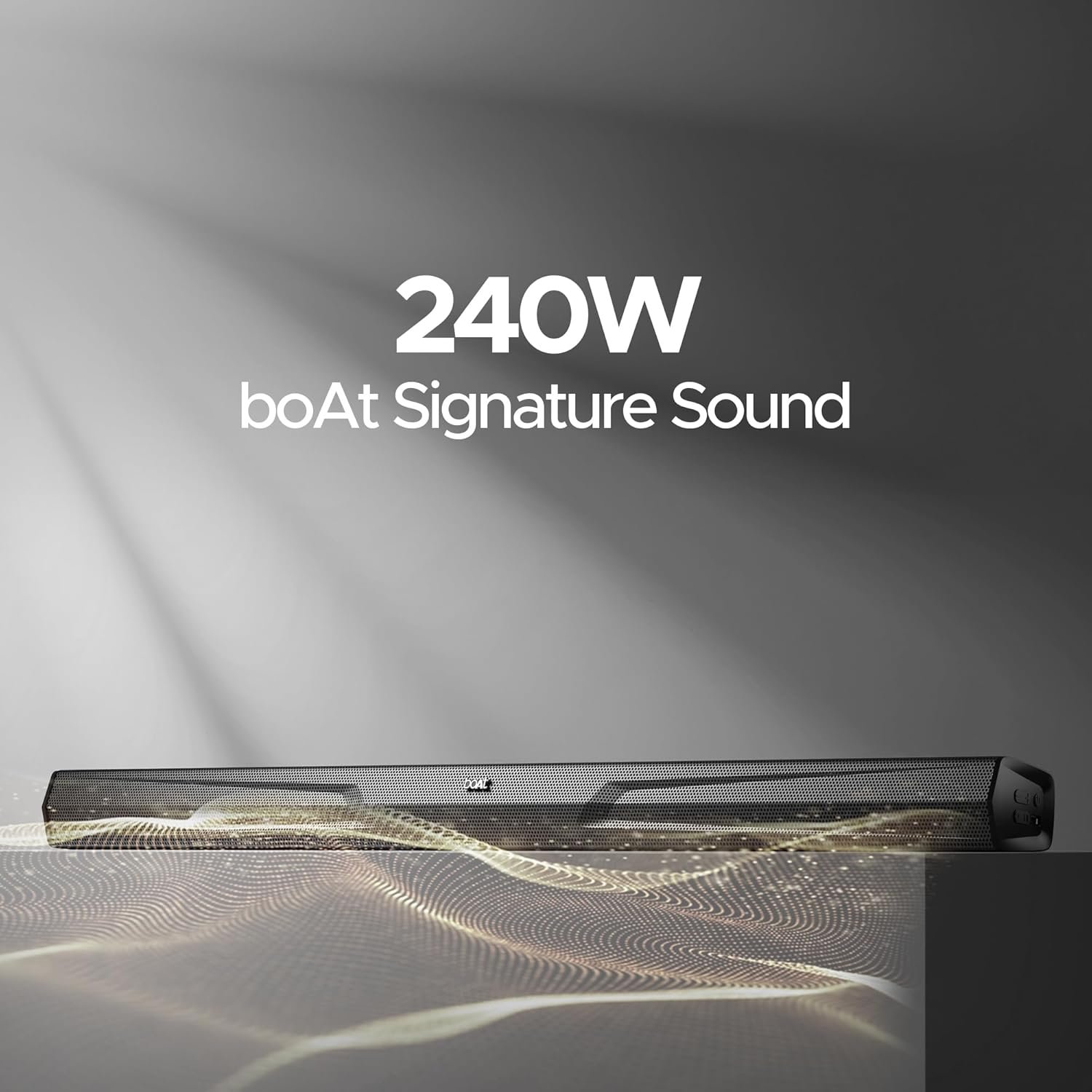 boAt Aavante Bar Quake Pro, 240W Signature Sound, 2.1CH, Wireless Subwoofer, BT v5.3, Multiple Ports, Bass & Treble Controls, Bluetooth Sound bar, Home Theatre Soundbar Speaker (Premium Black) — image 6