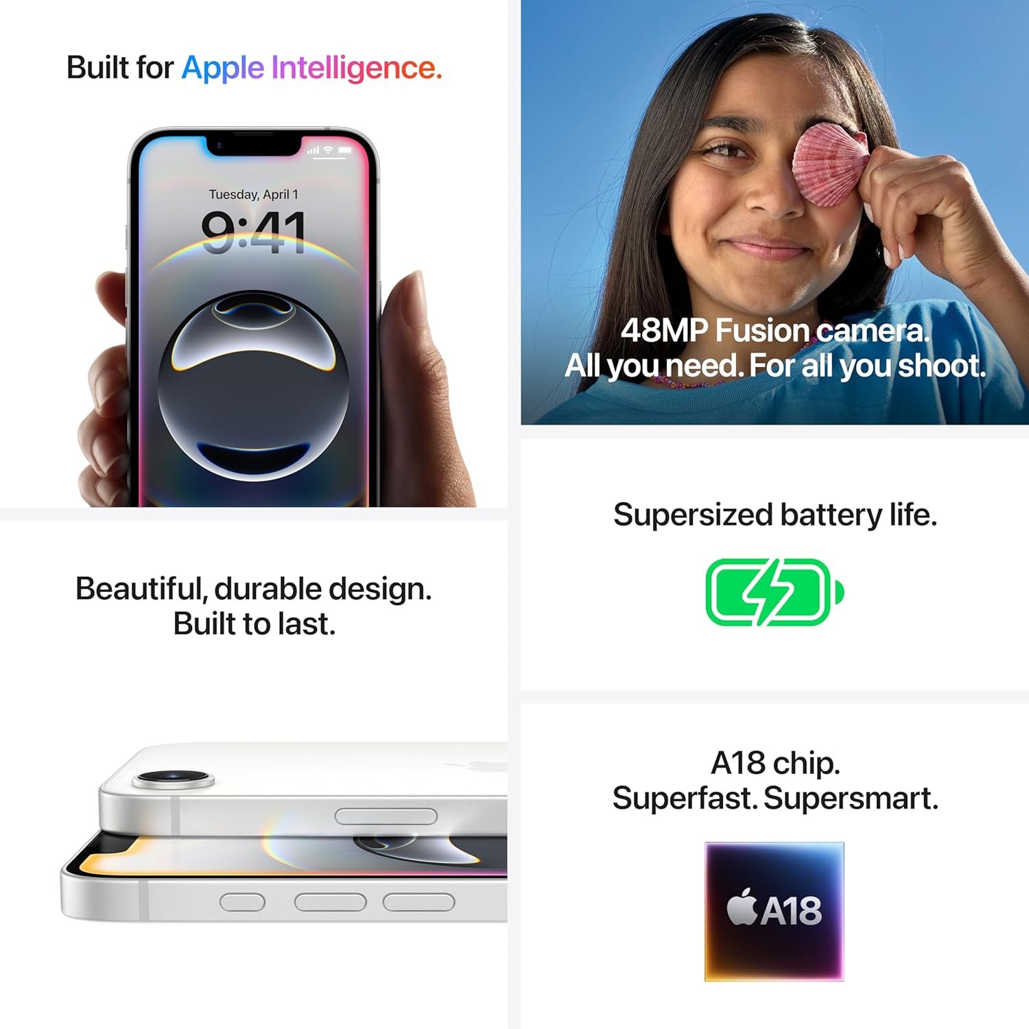 iPhone 16e 128 GB: Built for Apple Intelligence, A18 Chip, Supersized Battery Life, 48MP Fusion. Camera, 15.40 cm (6.1″) Super Retina XDR Display; Black — image 5