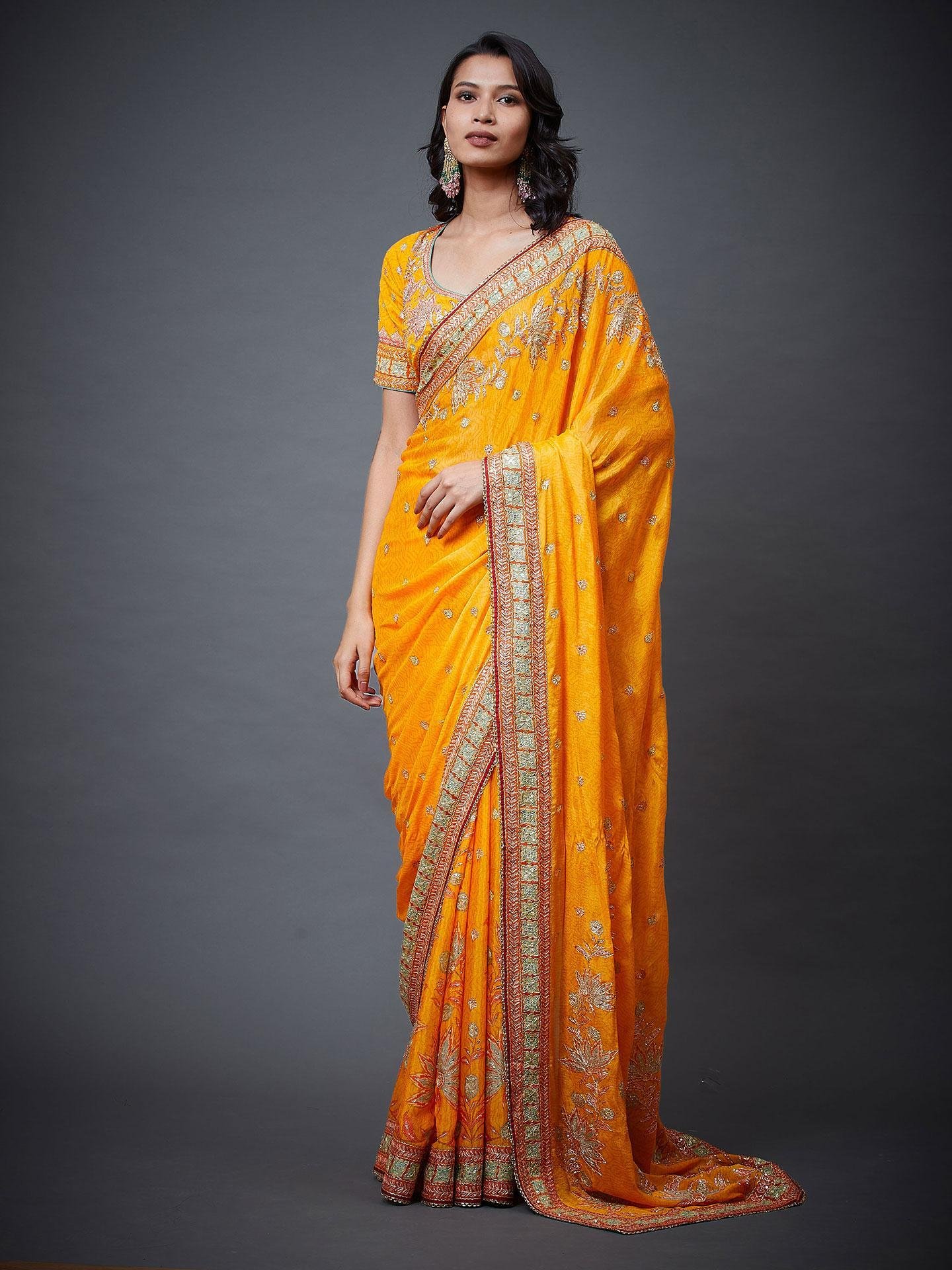 Mango & Multi Waterfall Saree — image 1