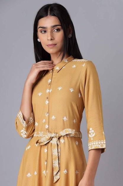 Yellow Flared Panelled Dress — image 1
