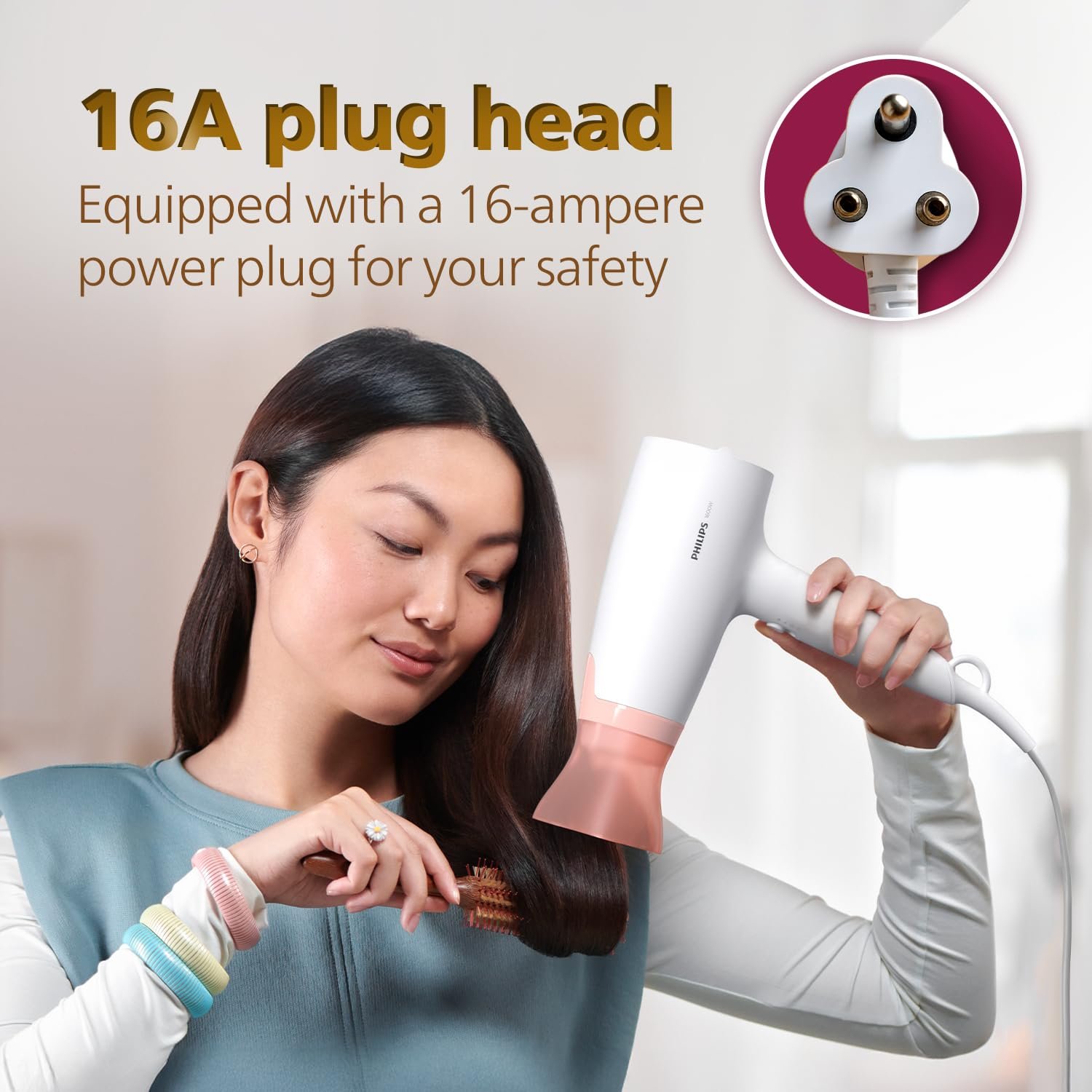 Philips Hair Dryer Powerful Drying with Less HeatIIonic Care for Smooth & Shiny HairI 3 Styling Options for Salon like BlowdryI 1600 WattsI Cool ShotI Men & WomenI 2 Year WarrantyI BHD318/00, Purple — image 6