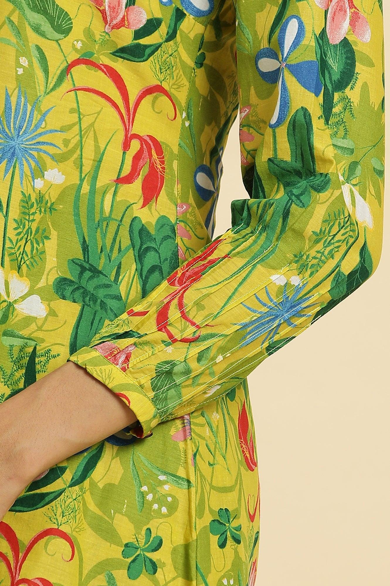 Green Floral Printed A-Line Kurta & Pants Co-Ord Set — image 2