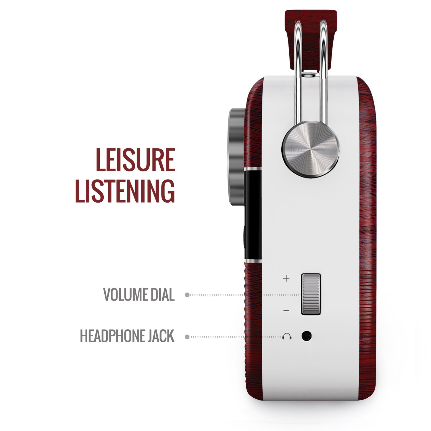 Saregama Carvaan Hindi - Portable Music Player with 5000 Preloaded Songs, FM/BT/AUX (Cherrywood Red) — image 4