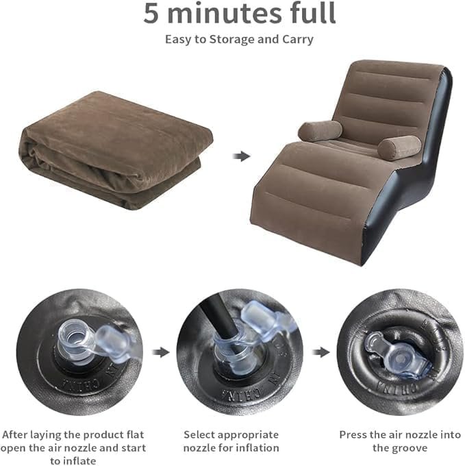Pearo Inflatable Air Sofa Chair - Portable Single Seater Recliner Sofa Bed Set with Pump, Comfortable Air Chair, Inflatable Lounge Chair for Home, Outdoors & Travel — image 2