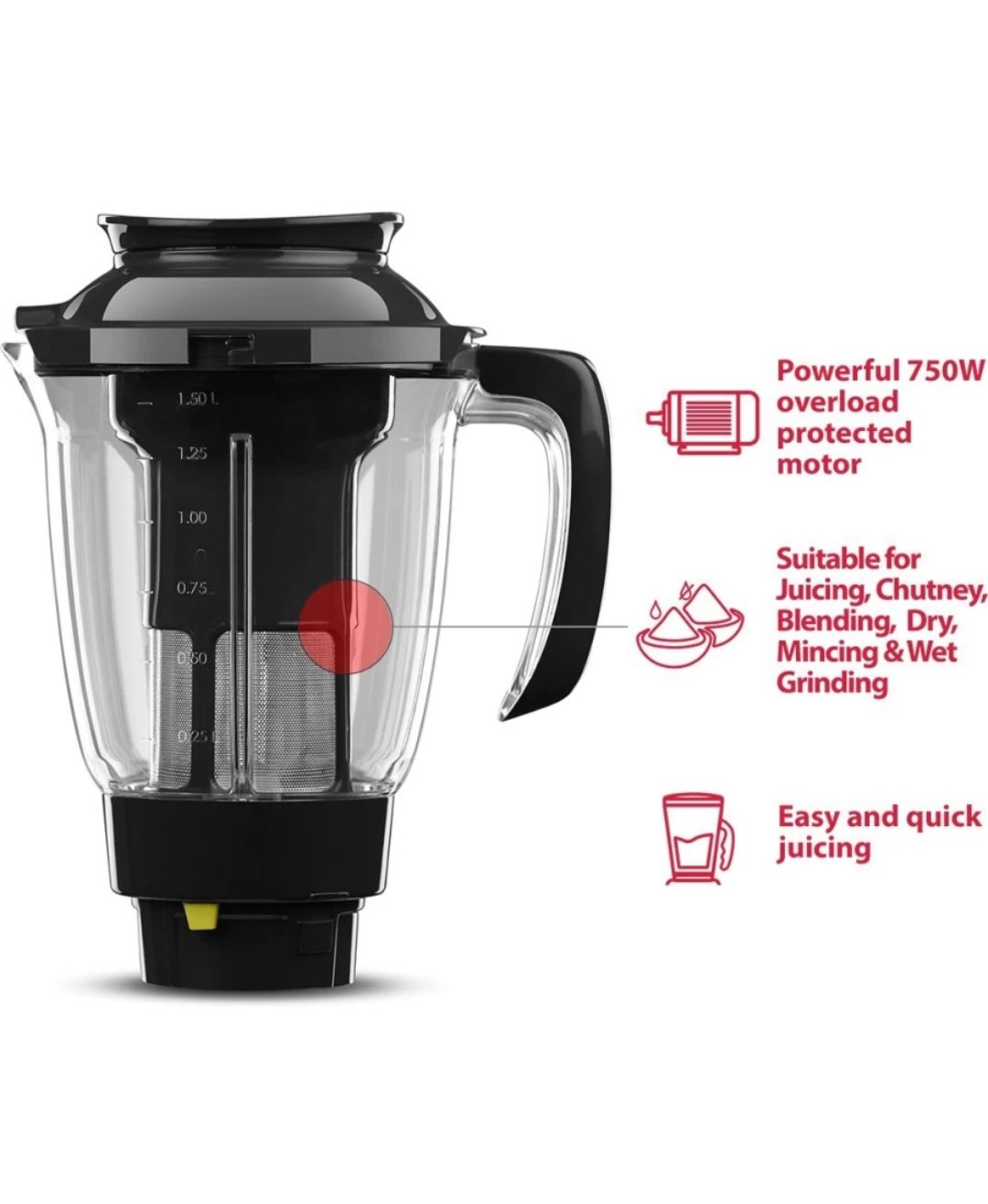 Butterfly Rapid - 4J / Rapid 750 W Juicer Mixer Grinder (4 Jars, Black) — image 3