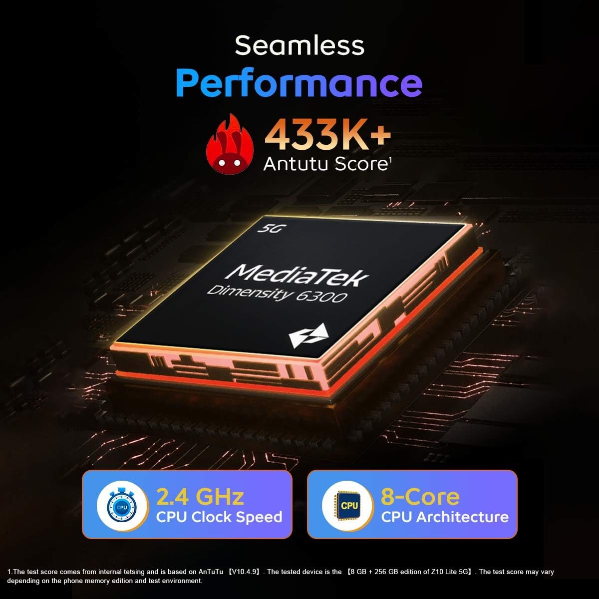 iQOO Z10 Lite 5G (Cyber Green, 6GB RAM, 128GB Storage) | 6000 mAh Battery | Dimensity 6300 5G Processor with 433K+* AnTuTu Score | IP64 Rated & Military Grade Shock-Resistance* — image 4