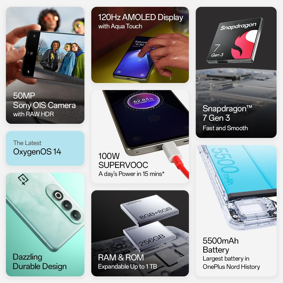 OnePlus Nord CE4 (Celadon Marble, 8GB RAM, 128GB Storage) | Lifetime Display Warranty | Qualcomm® Snapdragon™ 7 Gen 3 - Best in The Segment | 50 MP Camera with OIS — image 3