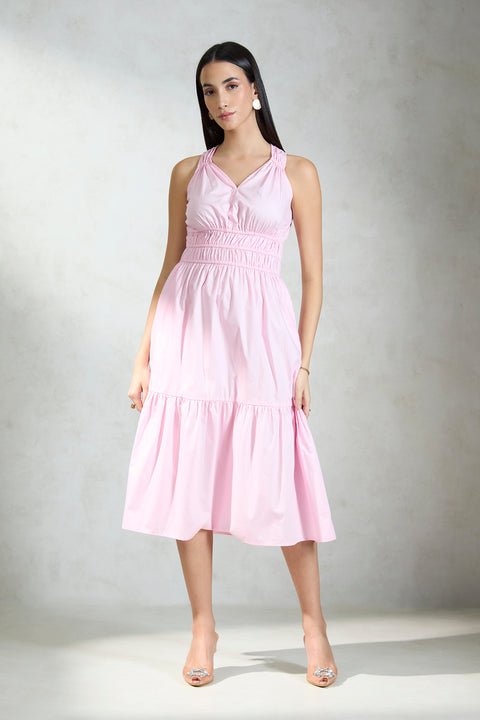 Evelina 100% Cotton Tiered Pink Dress — image 2
