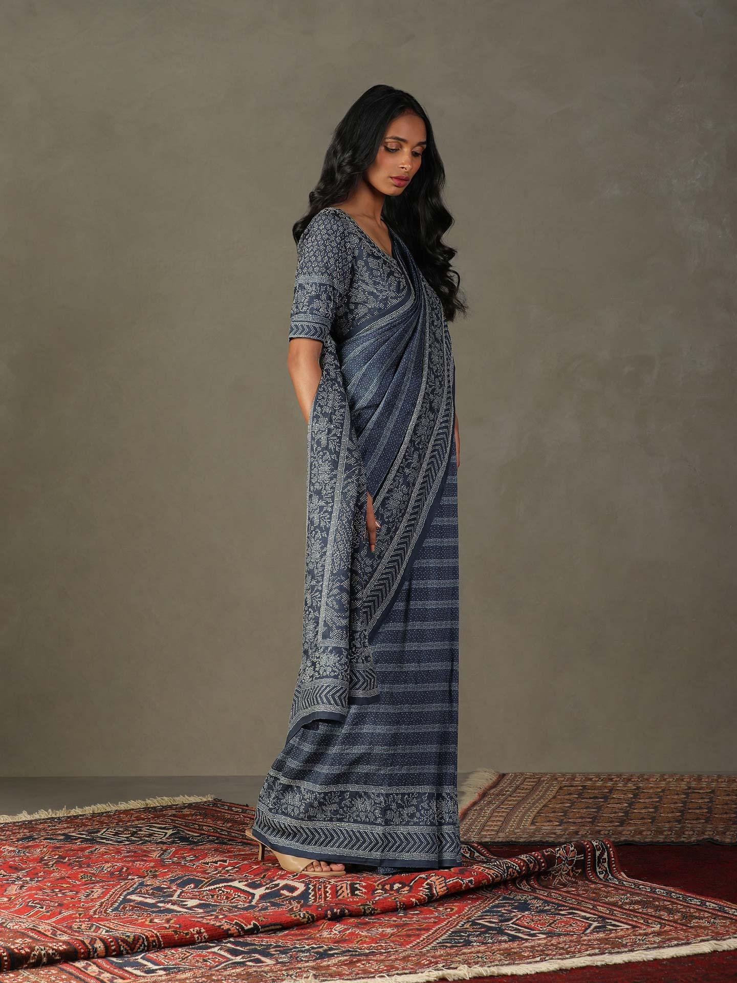 Blue Mirage Ayati Saree With Unstitched Blouse — image 7