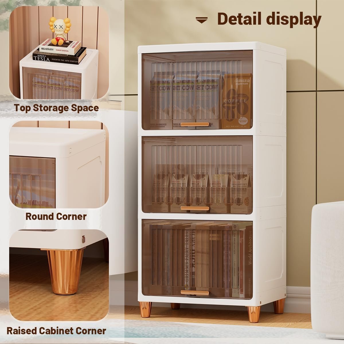 JD FRESH 4 Tier Foldable Plastic Rack for Storage/Kitchen Cupboard/Versatile and Sturdy Wardrobe for Clothes/Multipurpose Storage Organizer/Closet for Bedroom/Living Room/Laundry Room (Transparent) — image 5