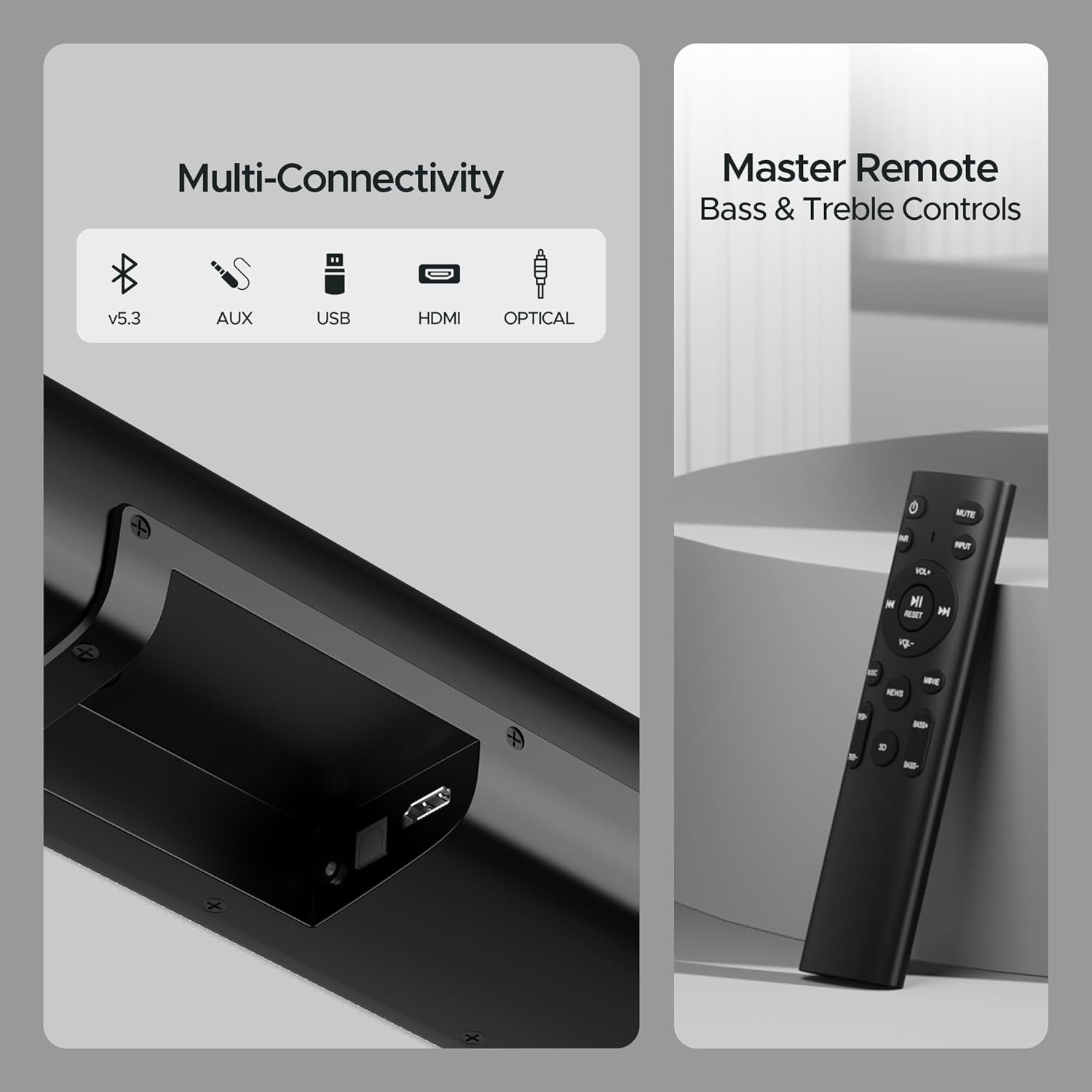 boAt Aavante Bar Quake Pro, 240W Signature Sound, 2.1CH, Wireless Subwoofer, BT v5.3, Multiple Ports, Bass & Treble Controls, Bluetooth Sound bar, Home Theatre Soundbar Speaker (Premium Black) — image 2