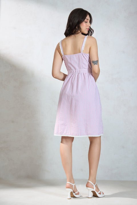 Eileen 100% Cotton Front Tie Lace Detail Dress — image 6