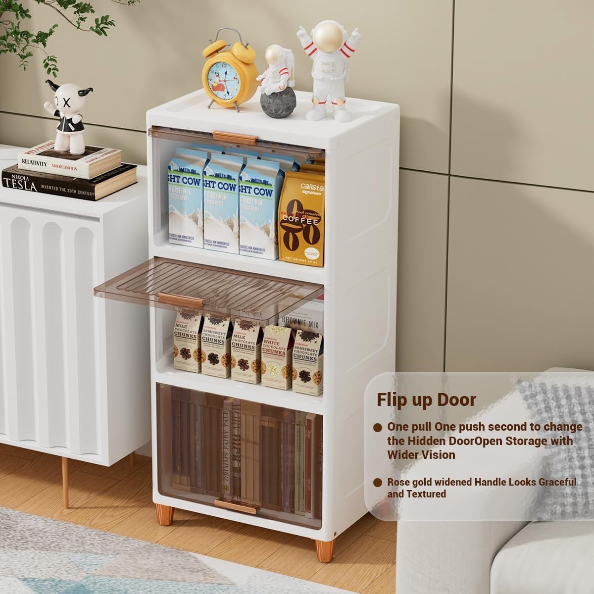 JD FRESH 4 Tier Foldable Plastic Rack for Storage/Kitchen Cupboard/Versatile and Sturdy Wardrobe for Clothes/Multipurpose Storage Organizer/Closet for Bedroom/Living Room/Laundry Room (Transparent) — image 4