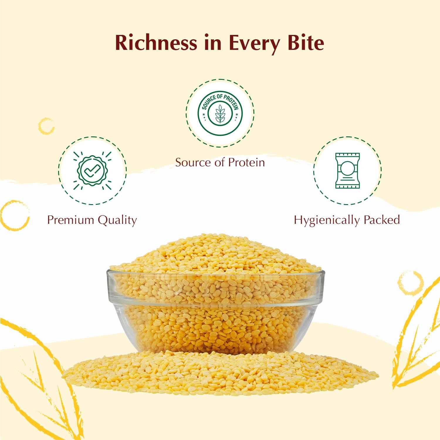 5 Kg Unpolished Yellow Moong Dal| Popular Yello Moong Dal | Naturally Rich in Protein | Naturally Cholesterol Free — image 2