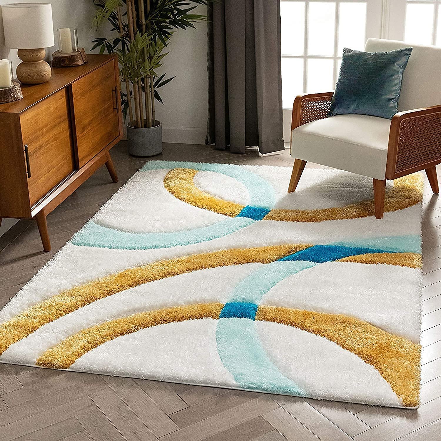 HI-Homes Modern Soft 3D Shaggy Fur Carpets for Living Room Thick Fluffy Rugs for Bedroom, 2x5 feet, Multi Color — image 6