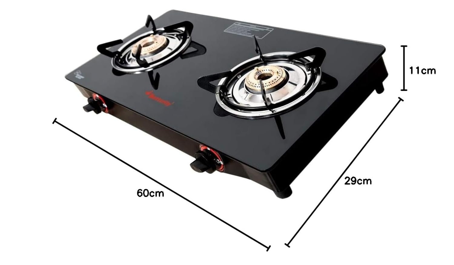Butterfly Smart 2 Burner Glass Top Gas Stove | Manual Ignition | Scratch Resistant Toughened Glass | Brass Burners | Skid-proof Legs | 1 Year Manufacturer's Warranty | Black — image 6