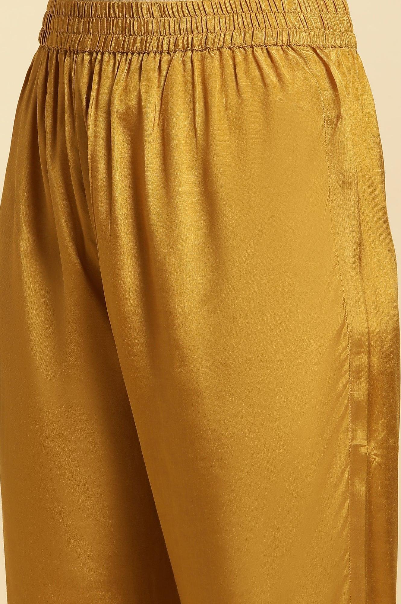 Yellow Embroidered Kurta, Pants And Dupatta Set — image 3