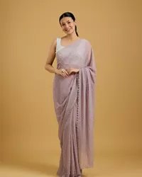 Dazzling Purple Georgette Saree — image 6