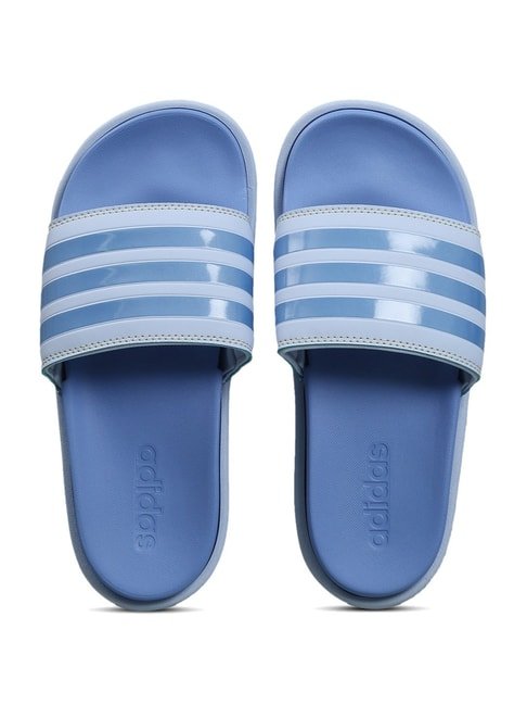 Adidas Women's ADILETTE PLATFORM Blue Slides — image 1