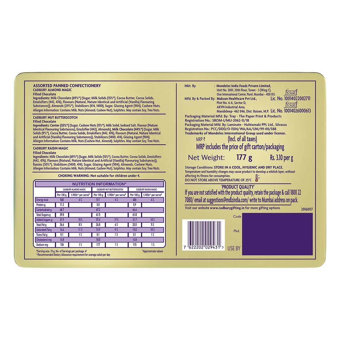 Big Pack - Cadbury Celebrations Premium Selections Chocolates Gift Pack 268 G & Happilo Natural Premium Californian Almonds, 200G, 468 Gram — image 2