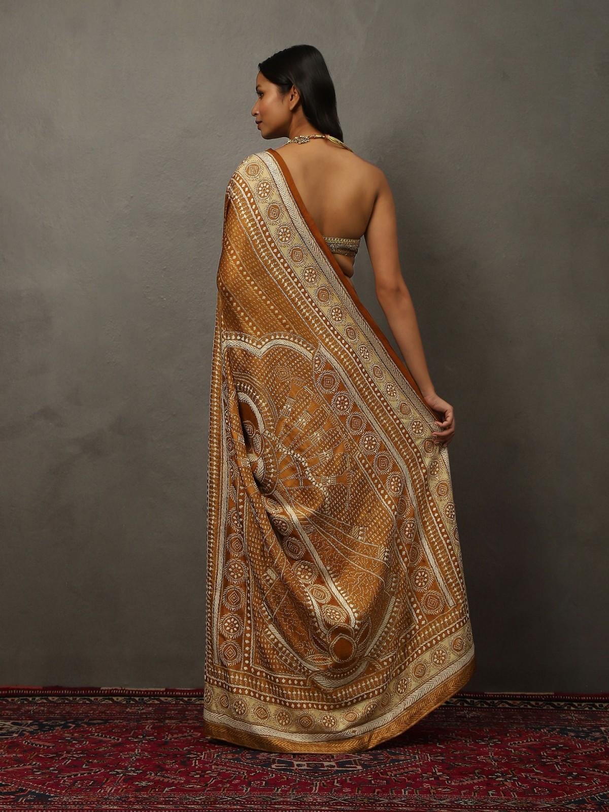 Camel Brown Bhairavi Saree With Unstitched Blouse — image 4