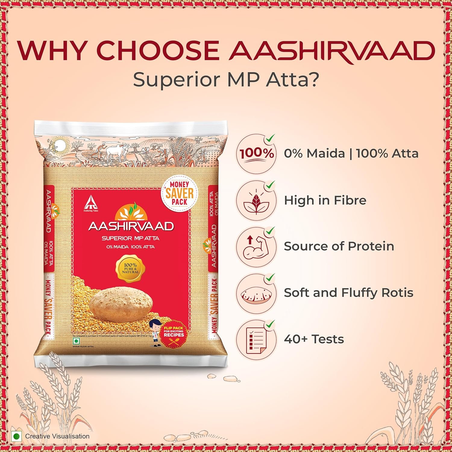 Aashirvaad Superior MP Atta, 10kg, Wheat Flour — image 5