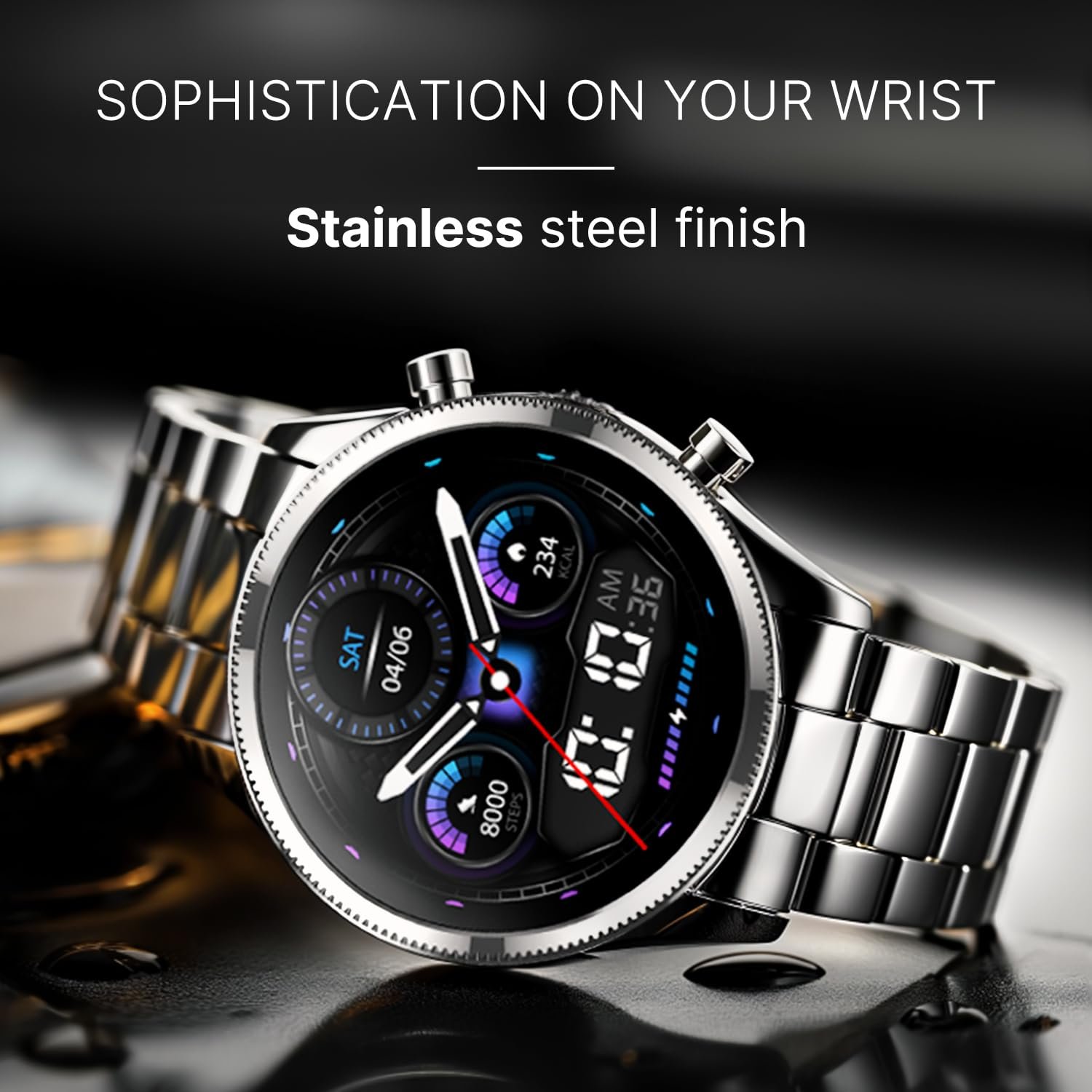 Noise Halo Plus 1.46" Super AMOLED Display Elite Smart Watch, Bluetooth Calling, Stainless Steel Build, Always on Display, Upto 7 Days Battery (Elite Black) — image 6