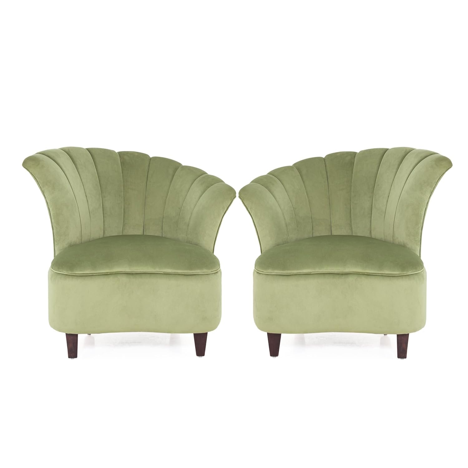 Peachtree Butterfly 1 Seater Chair for Living Room, Mango Wooden Frame & Sheesham Wood Leg | Velvet Fabric Chair for Dining Room | Single Seater Chair | No Armstyle |1 Year Warrranty (Set of 2, Green) — image 4