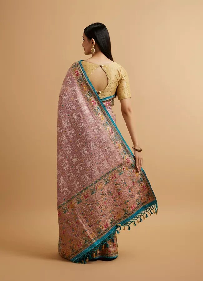 Engagement Glory Purple Silk Saree with Embroidery and Zari — image 3
