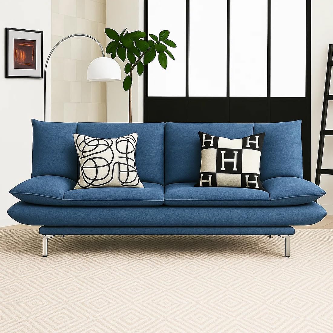 CASASTYLE Brio Fabric 3 Seater Sofa Cum Bed Set (Sky Blue) — image 2