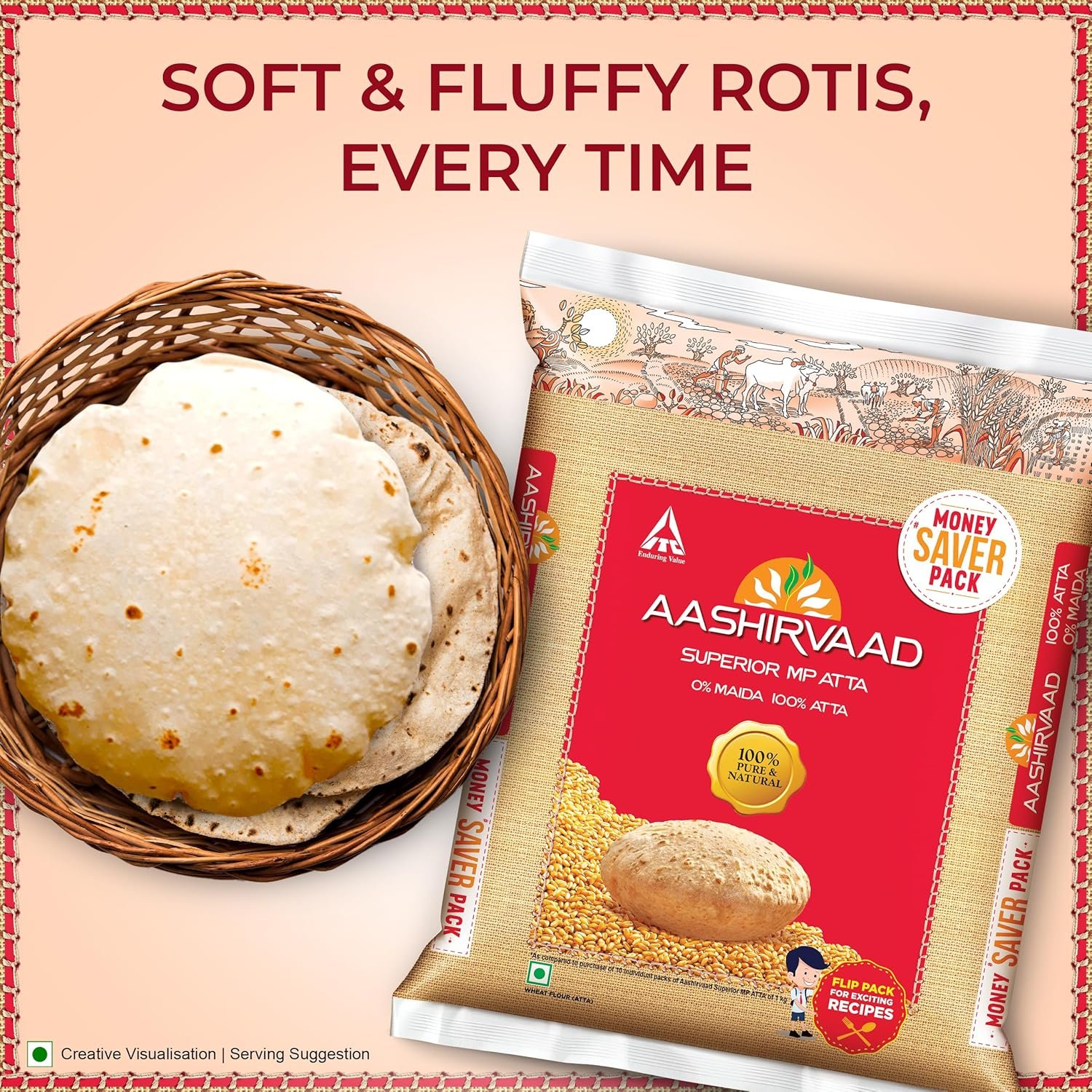 Aashirvaad Superior MP Atta, 10kg, Wheat Flour — image 4