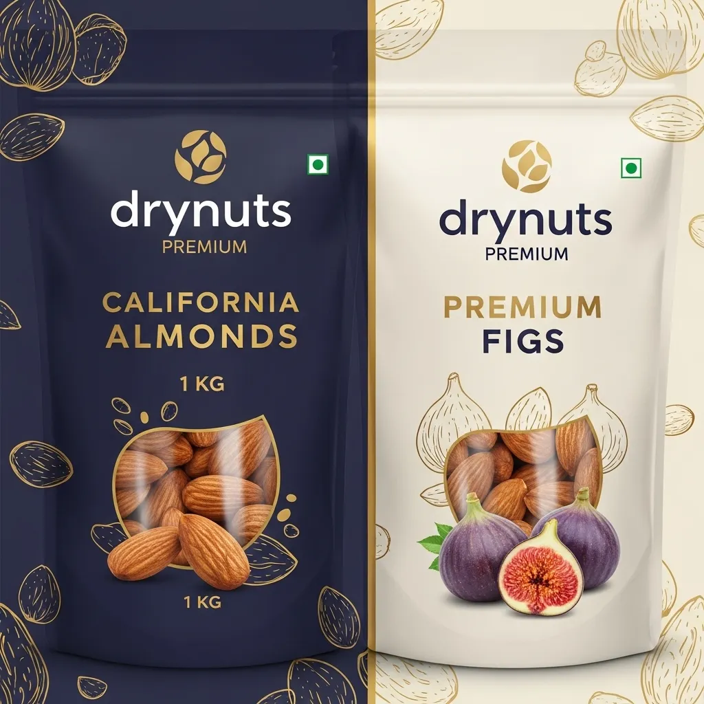 DRYNUTS Premium Combo Pack: California Almonds (1 KG) & Turkish Figs (1 KG) - The Perfect Healthy Indulgence
