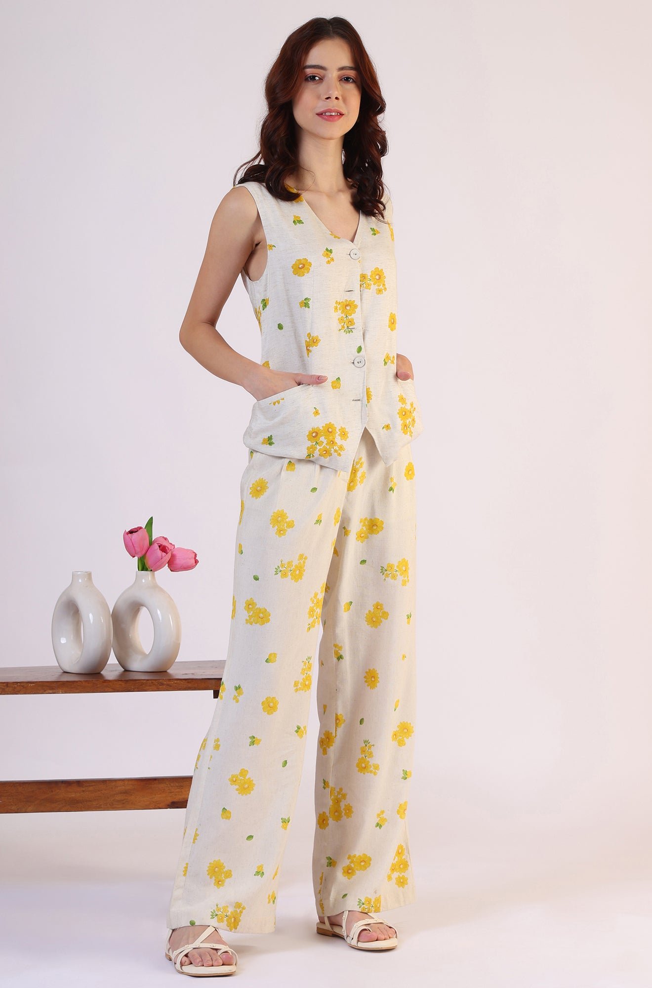 Floral Printed Rayon Top & Parallel Pant Co-Ord Set — image 6