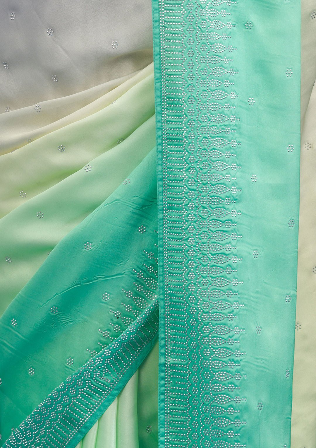 Grey Stonework Satin Saree — image 2