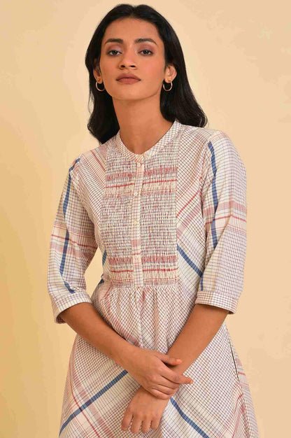 Ecru Bold Checks A-Line kurta & Pants Co-Ord Set — image 2