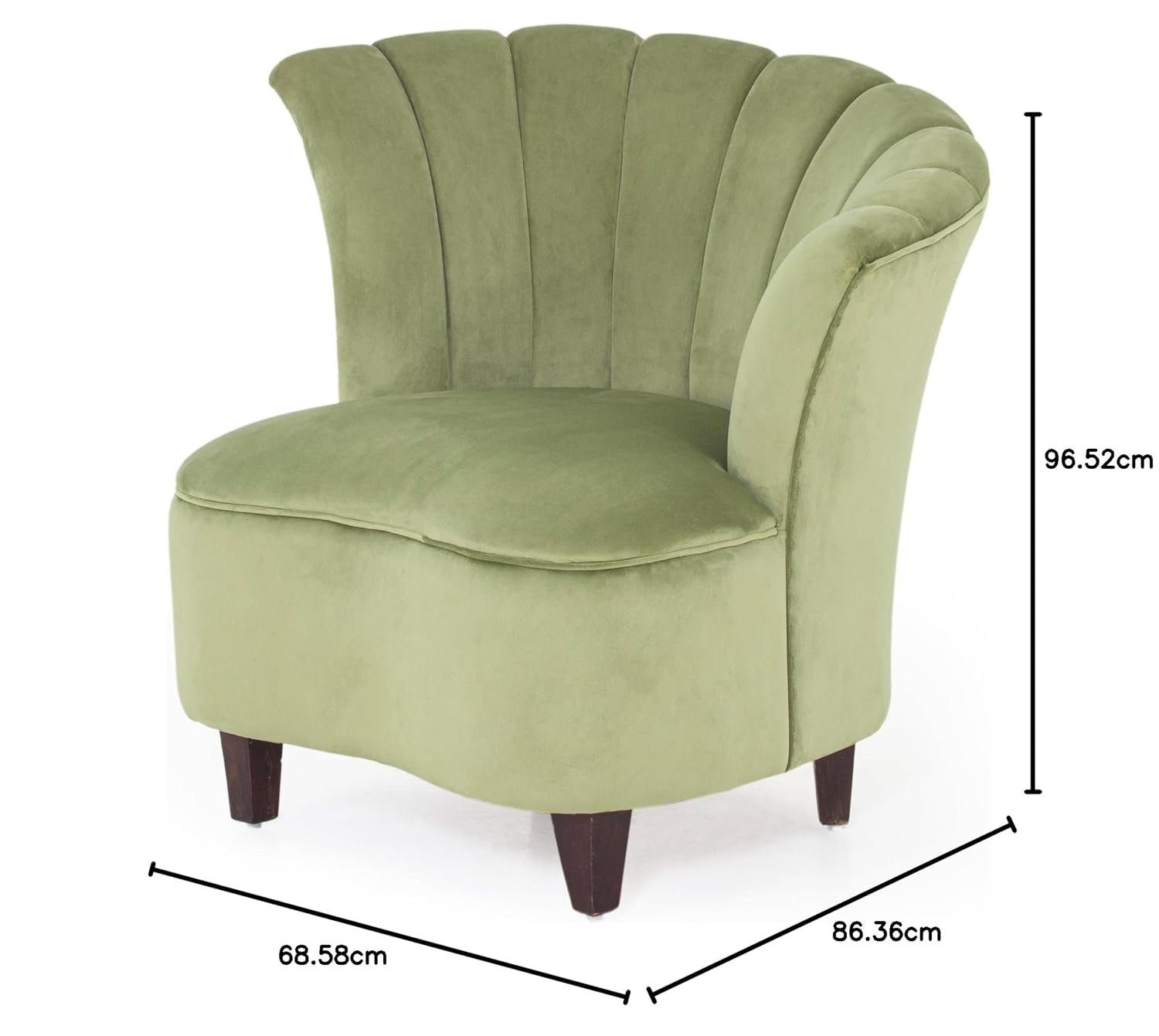 Peachtree Butterfly 1 Seater Chair for Living Room, Mango Wooden Frame & Sheesham Wood Leg | Velvet Fabric Chair for Dining Room | Single Seater Chair | No Armstyle |1 Year Warrranty (Set of 2, Green) — image 3
