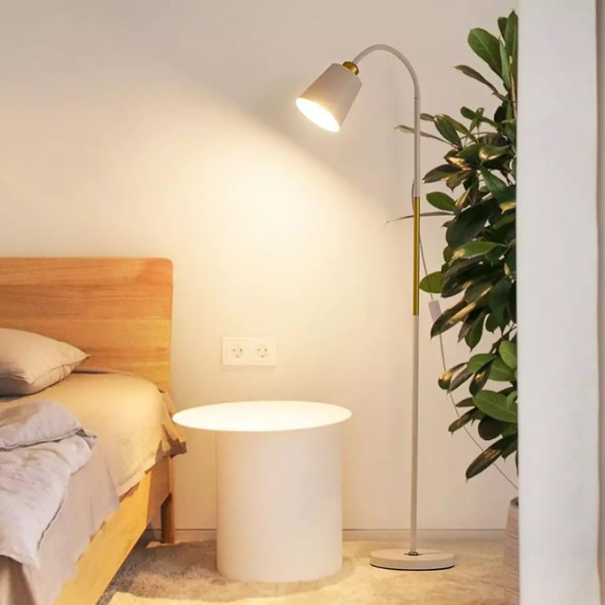 The Artment your artistic apartment White Metal Nod Modern Minimalism LED Light Corner Floor Lamp for Home Decor, Living Room Or Offices (Height - 150Cm) — image 1