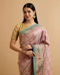 Engagement Glory Purple Silk Saree with Embroidery and Zari — image 5