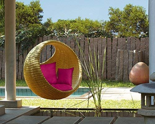 Hanging Swing Chair for Balcony & Living Room | Handwoven Cane Hammock Zula for Adults | Indoor Outdoor Single Seater Jhula | Handmade Rattan Swing Chair (91x46x91 cm) — image 2